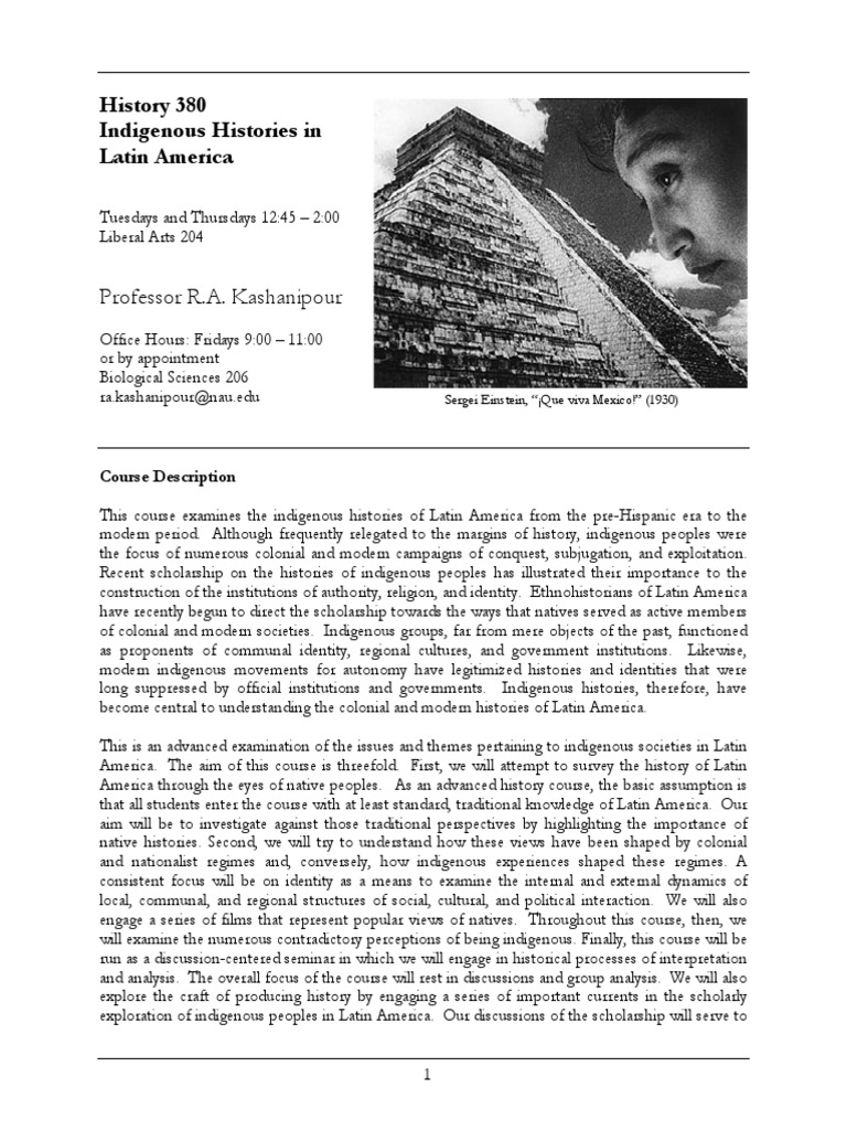 His 380 Indigenous Latin America Syllabus Institutional - 