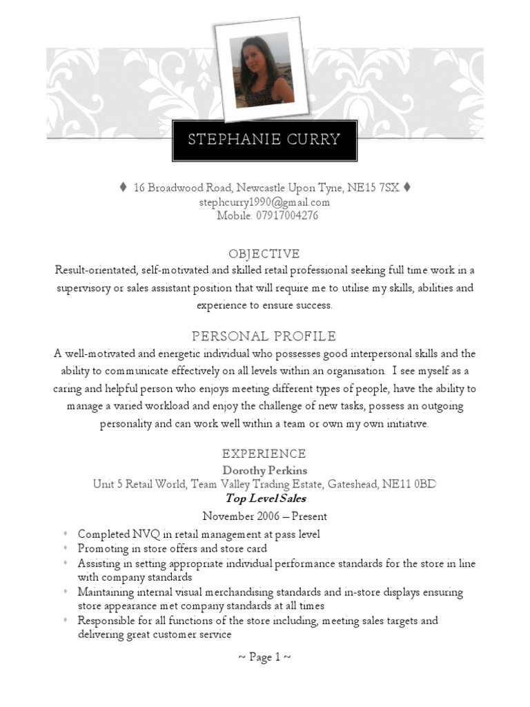 Stephanie Curry 16 Broadwood Road, Newcastle Upon Tyne, NE15 7SX