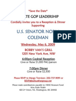 Reception & Dinner For Norm Coleman