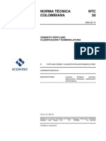 NTC 30 Cemento Pórtland. Clasificación y Nomenclatura