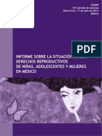 Informe Alternativo Sobre La Situacion de Los Derechos Reproductivos de Ninas Adolescentes y Mujeres en Mexico