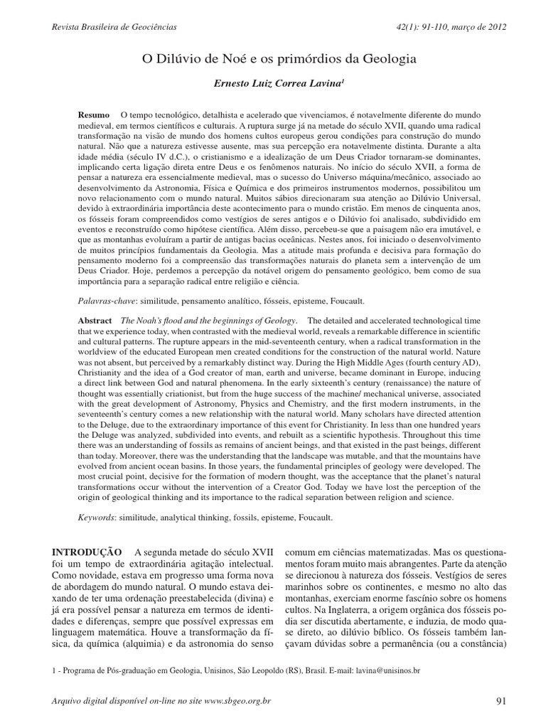 Dilúvio de Noé e Início da Geologia | PDF | Fóssil | Mito do Dilúvio