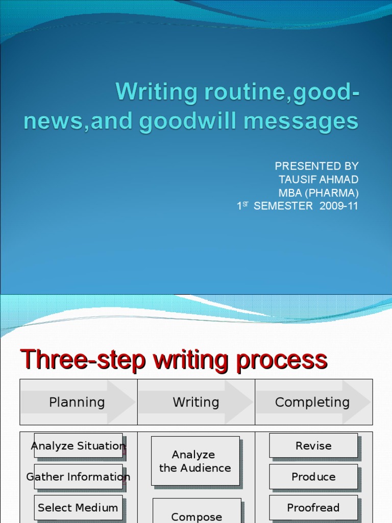 Writing Routine Good News And Goodwill Messages PDF Receipt 