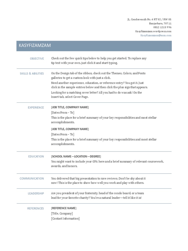 Resume Template and Tips Guide | PDF