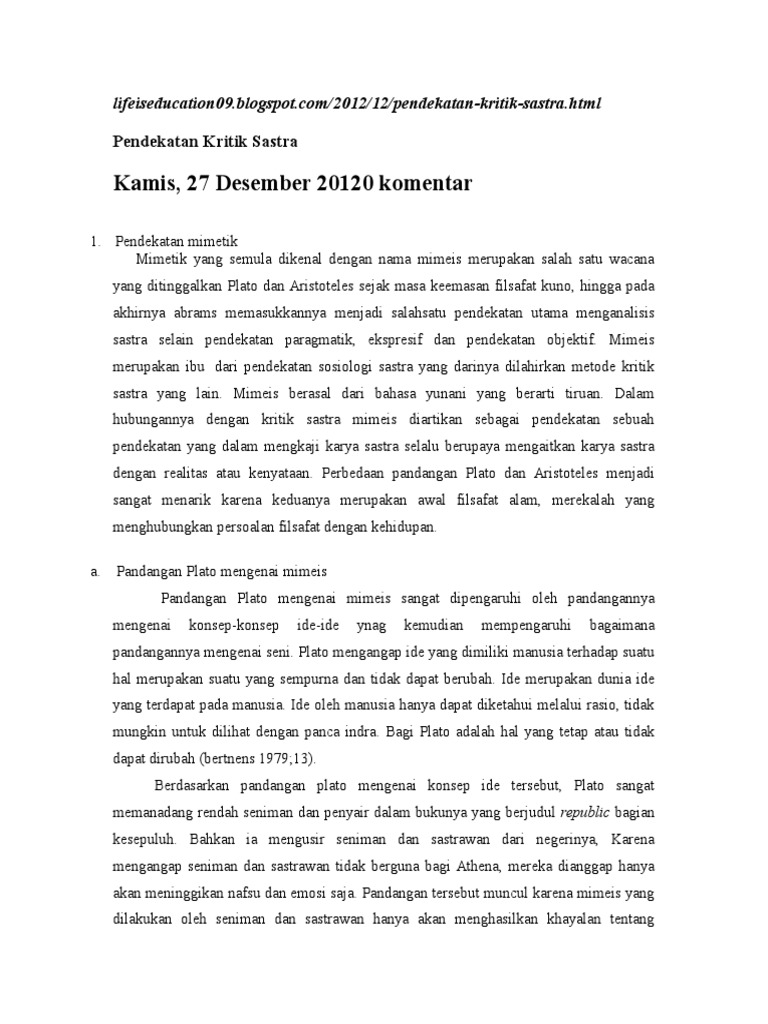 Pendekatan Kritik Sastra