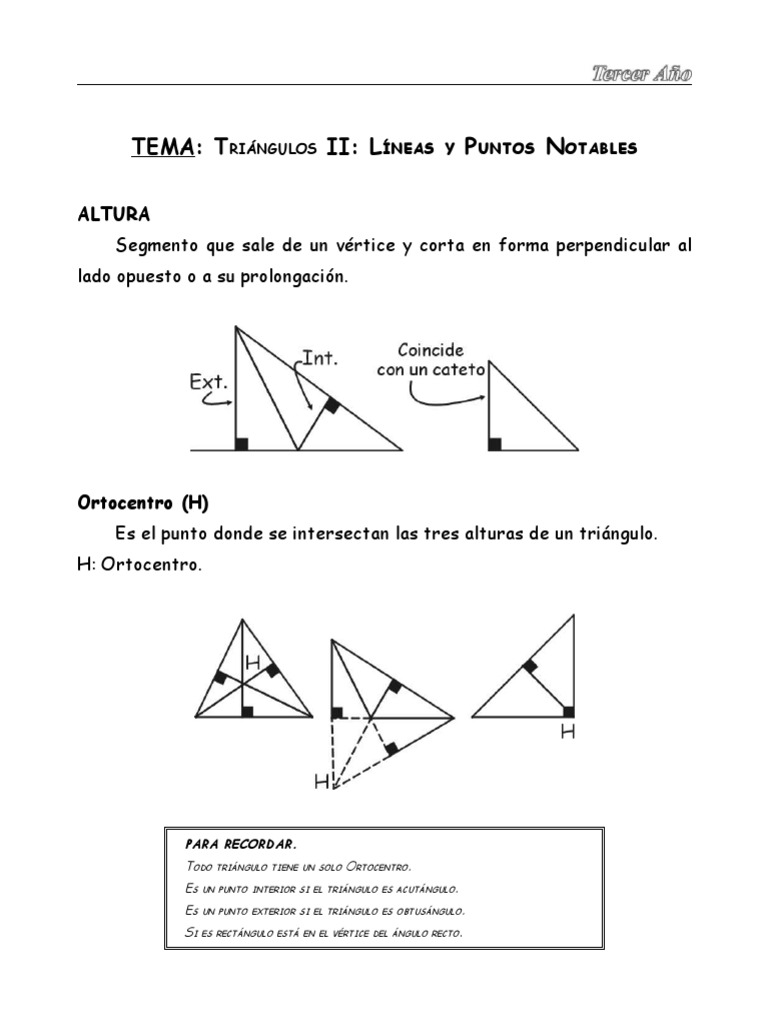 Como Se Hace El Ortocentro De Un Triangulo Lineas y Puntos Notables | PDF | Triángulo | Formas geométricas