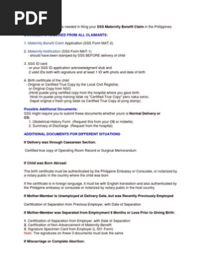 SSS Maternity requirements
