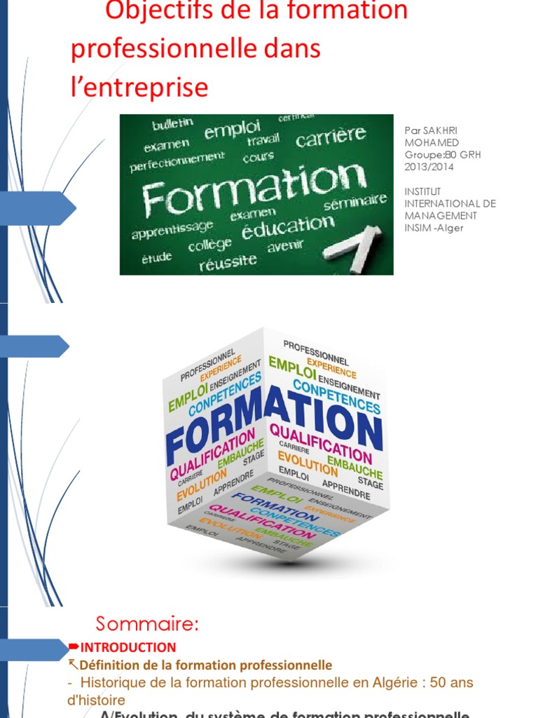 Les Objectifs de La Formation Professionnelle | Télécharger ...