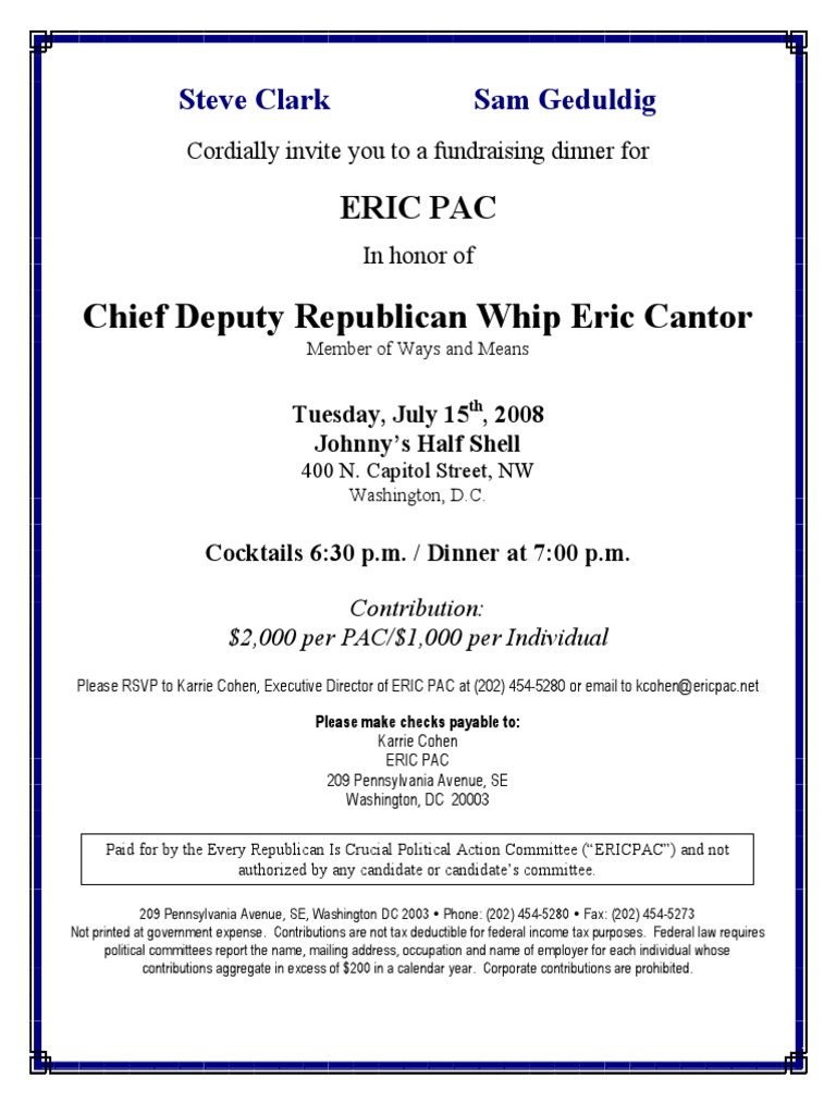 GOP Fundraising Dinner Invite | PDF