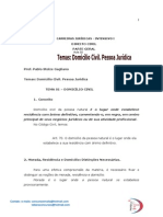 Dir.civil Aula 02 Pablo Stolze Domicílio Civil - Pessoa Jurídica