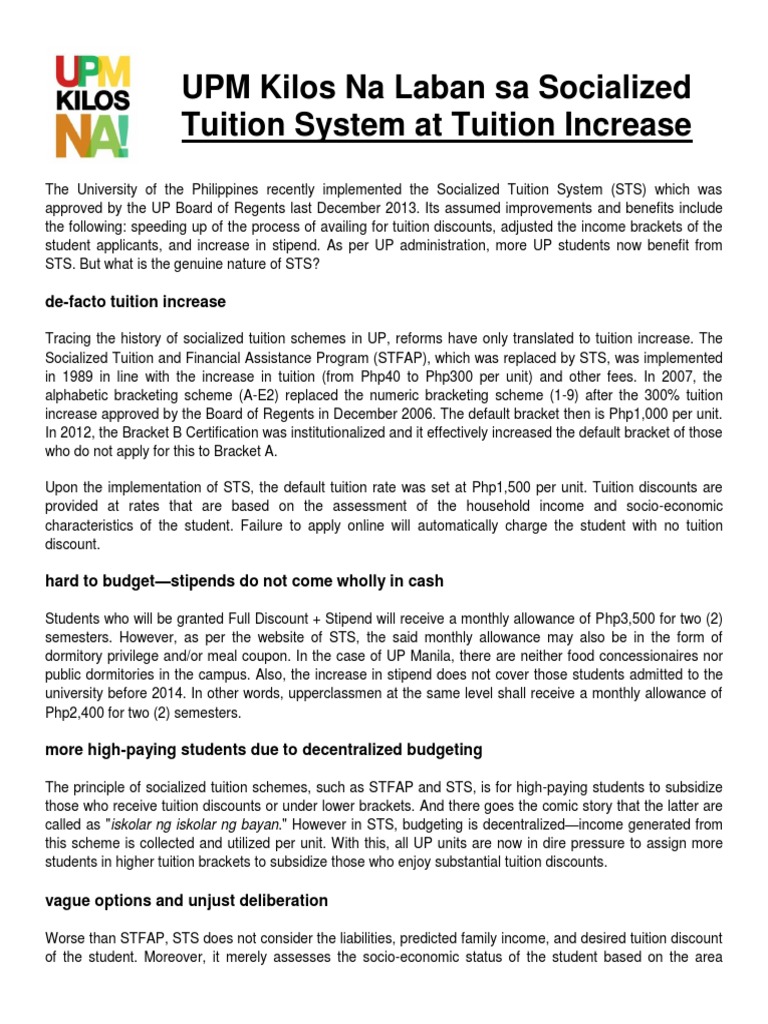 UPM Kilos Na Laban Sa Socialized Tuition System at Tuition Increase