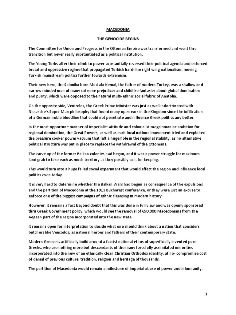 Macedonia The Genocide Begins PDF Greece Ottoman Empire