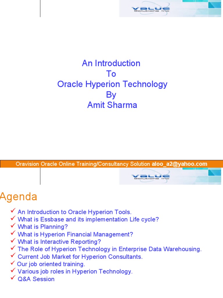 Oracle Hyperion Training Overview | PDF | Oracle Database | Information ...