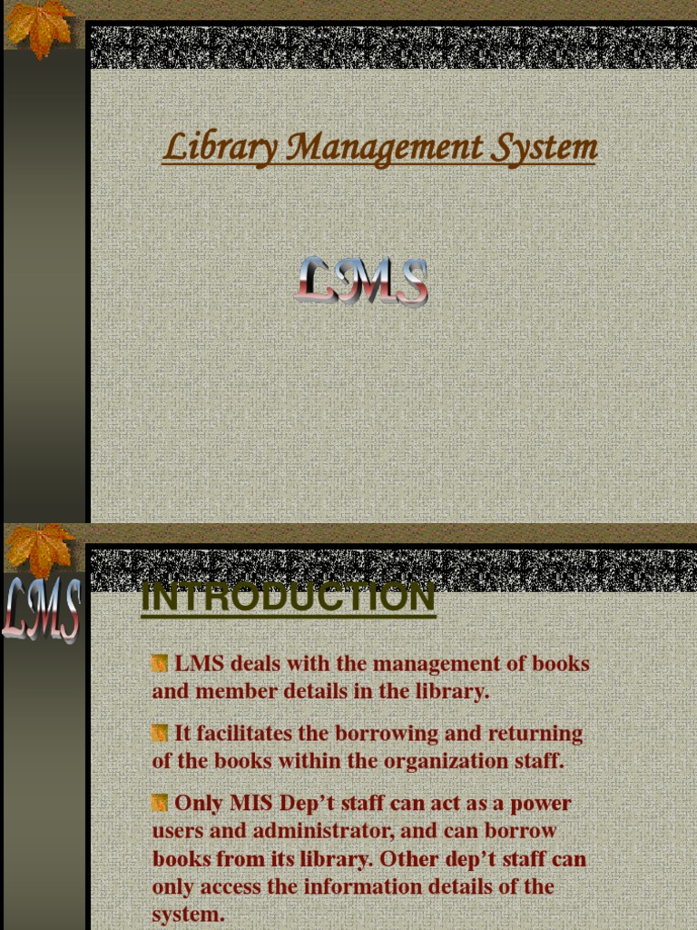 Library Management System Presentation | PDF | Databases | Microsoft Access