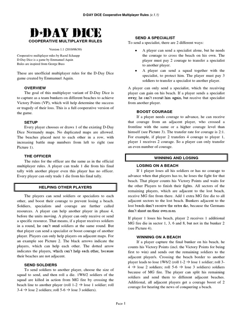 D-Day Dice Coop Rules V1.1 | PDF | Normandy Landings | Gaming