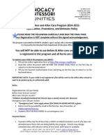 2014-15 Before & After Care Info Procedures Behavior Policy