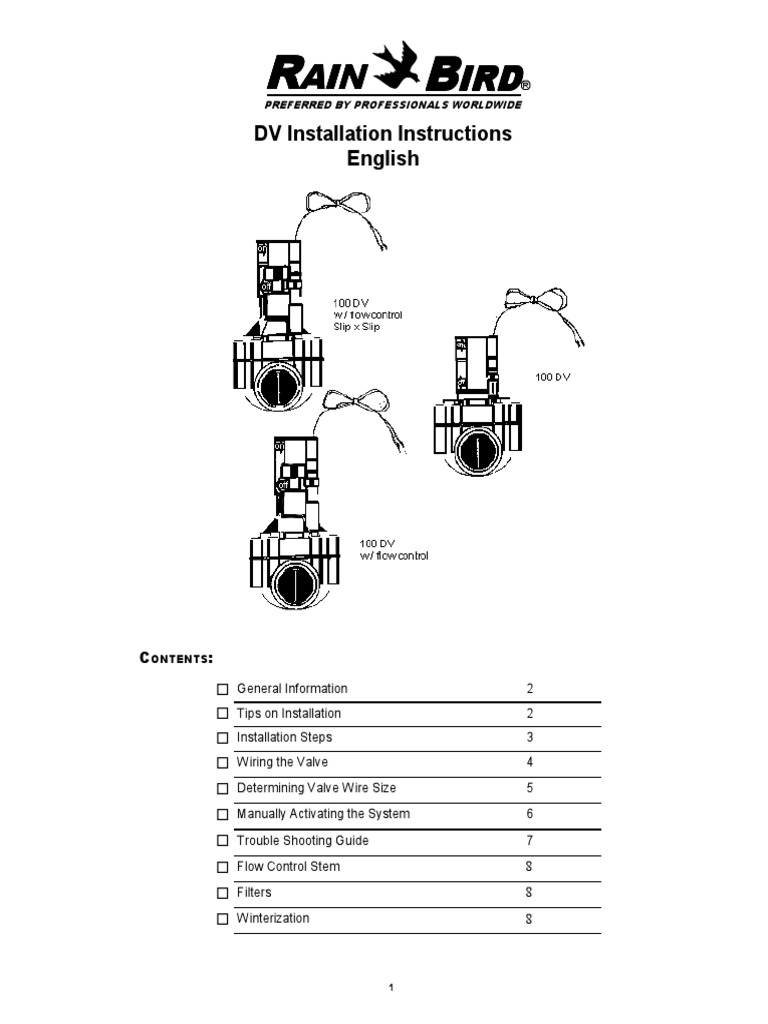 Rain Bird Solenoid Valve Manual