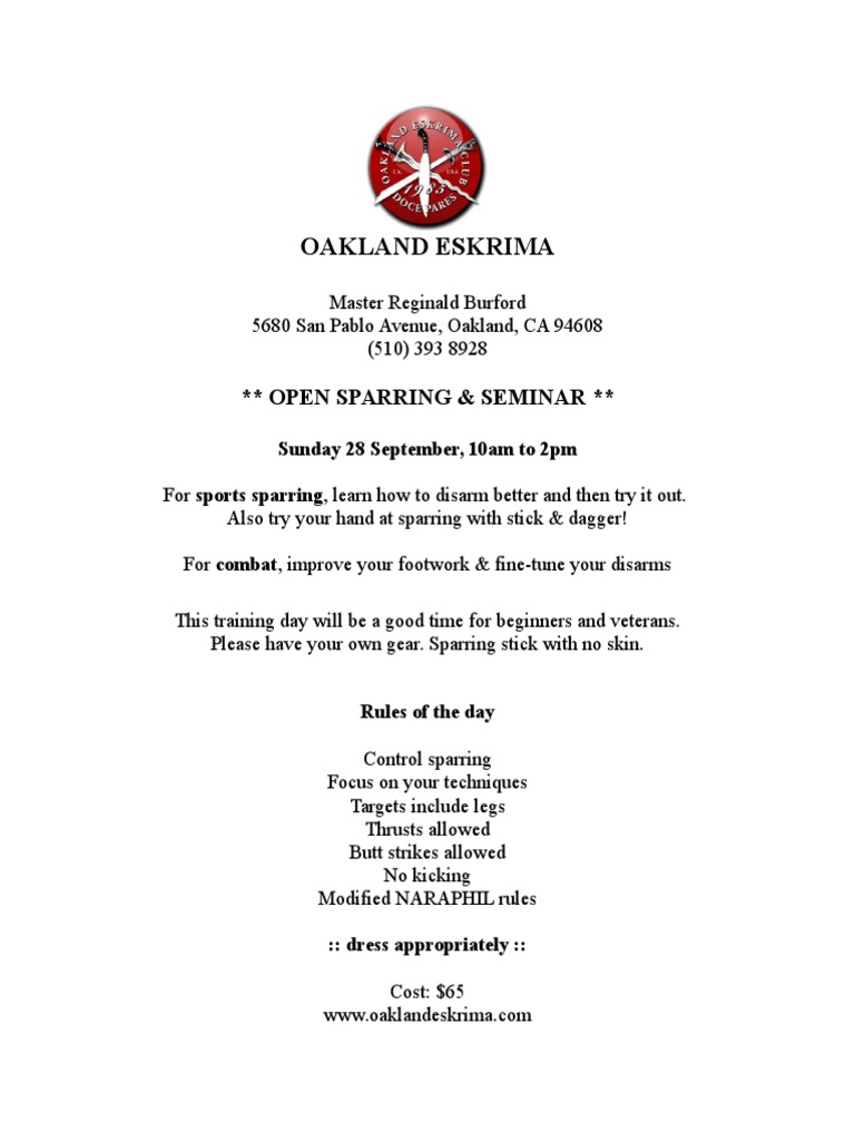 Sparring Seminar Flyer | PDF | Sports