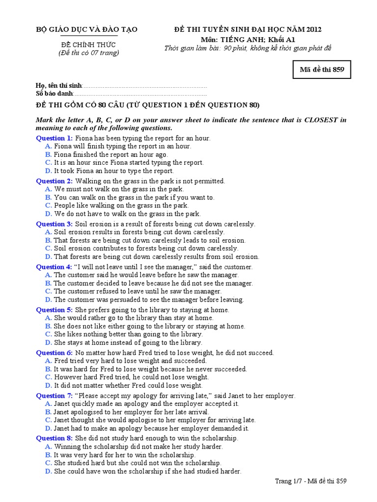 Really Necessary For Those Who Takes Part in An English Test | PDF