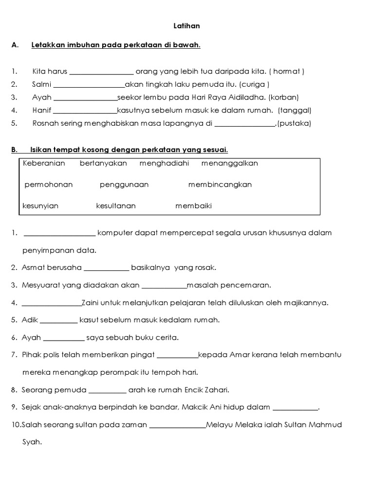 Latihan imbuhan apitan