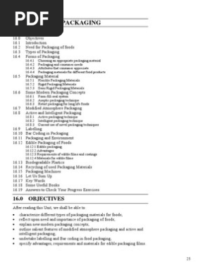 Unit 16 Food Packaging (CRC)