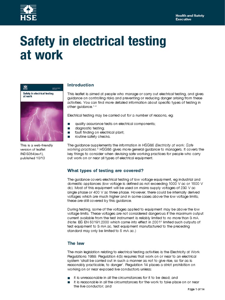 Safety in Electrical Testing at Work | PDF