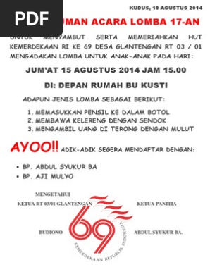 70 Koleksi Contoh Undangan Perlombaan Agustusan Gratis Terbaru