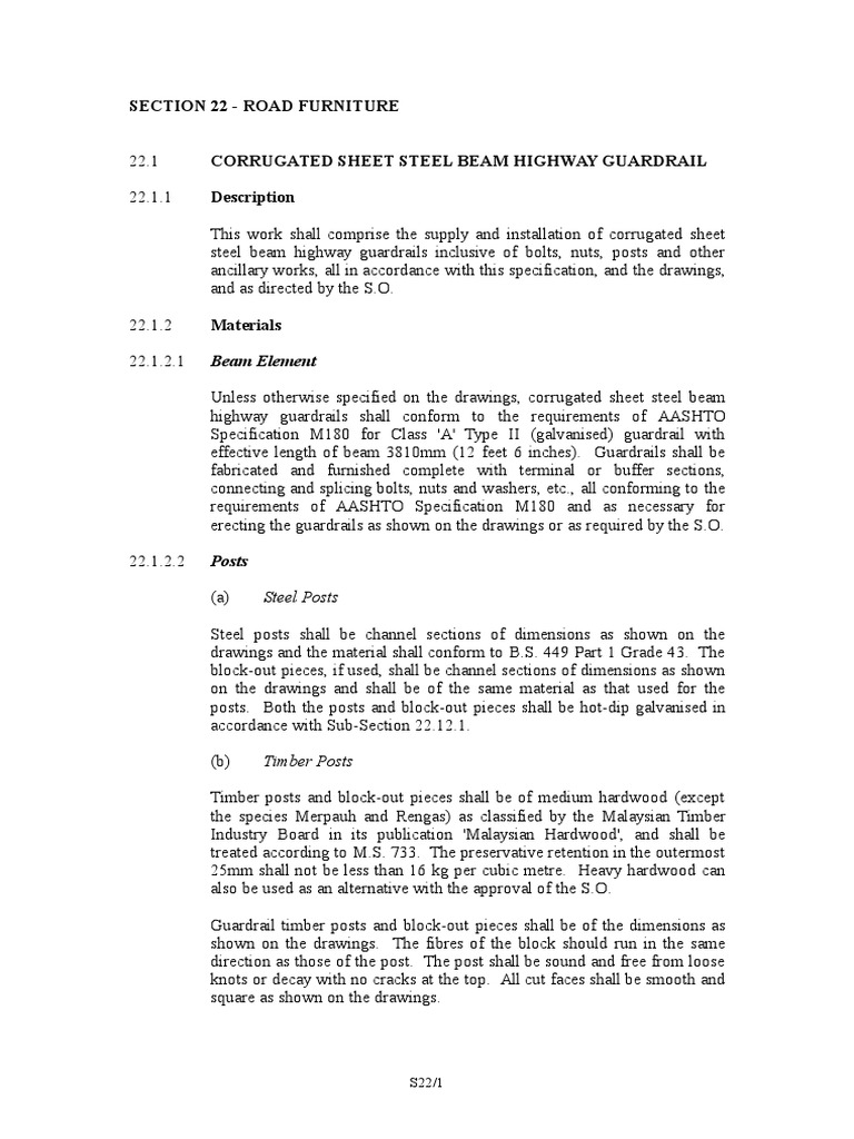 Section 22 Road Furniture Beam Element PDF Rivet Screw