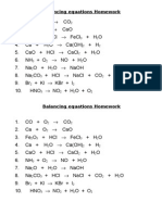 Balancing Equations Homework