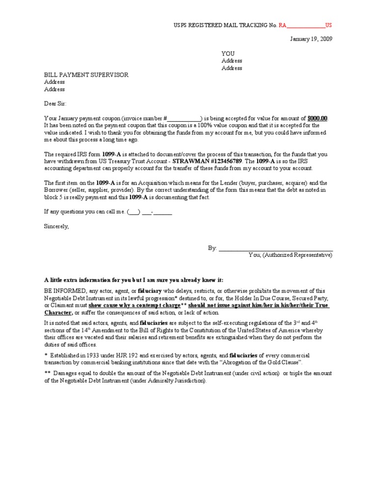 Letter to pay bill new