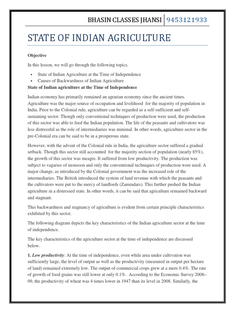 State of Indian Agriculture | PDF | Agriculture | Wheat