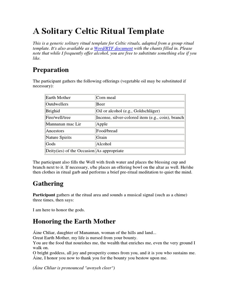 Celtic Solitary Ritual Guide | PDF | Mother Goddess | Prayer
