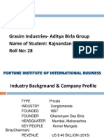 Grasim Industries-Aditya Birla Group: Name of Student: Rajnandan Kumar Roll No: 28