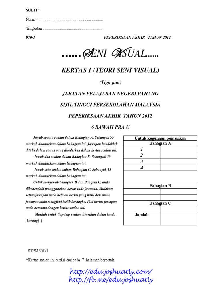 [Edu.joshuatly.com] Pahang NEW STPM 2012 Seni Visual