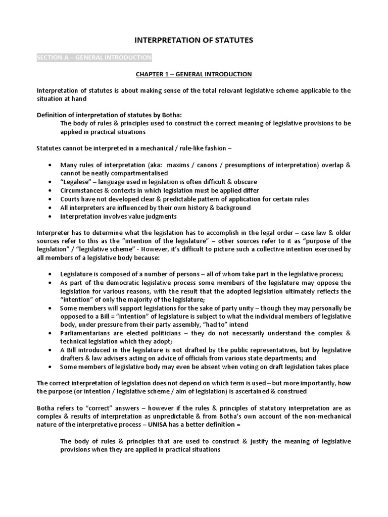 Statutory Interpretation Principles Explained | PDF | Plain Meaning ...