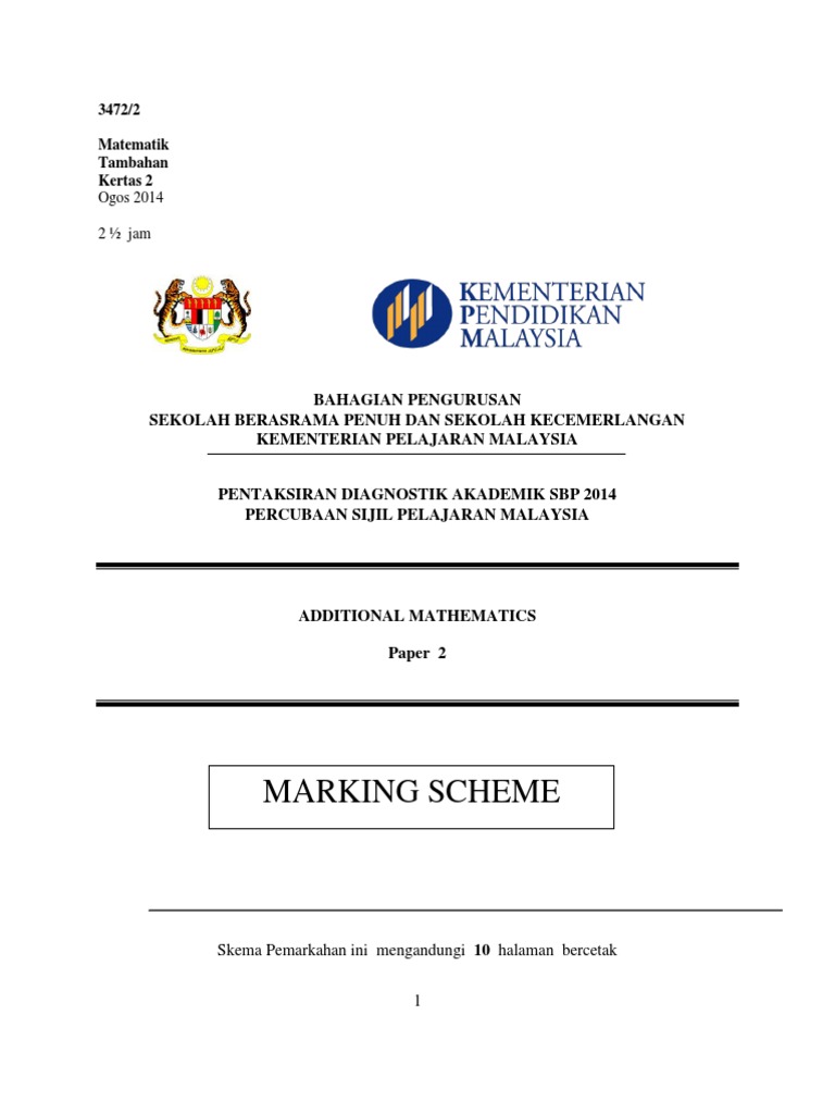 Soalan Add Math Dan Skema Jawapan Tingkatan 4 - Wedangan s