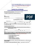 MODEL 2 - Cerere de AUTORIZARE e A Functionarii Laboratorului