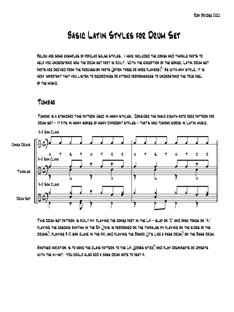 Basic Latin Styles for Drum Set Elements Of Music Music Theory
