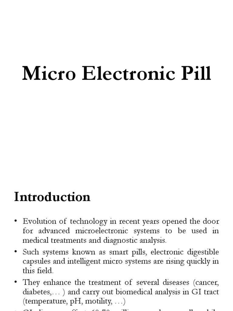 Micro Electronic Pill PDF Gastrointestinal Tract Medicine