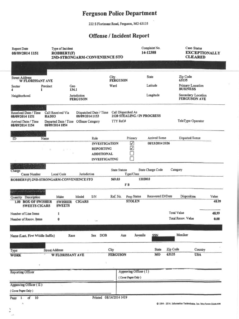 Ferguson Police Department Documents | PDF