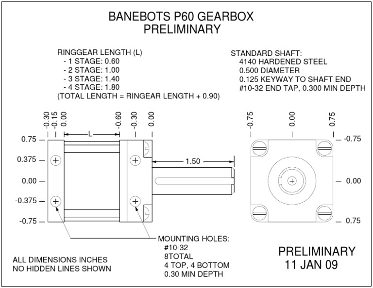 Banebots P60 Gearbox Specifications | PDF