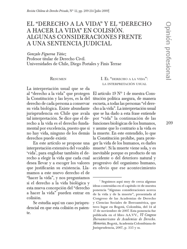 El Derecho A La Vida Consideraciones Frente A Una Sentencia Judicial