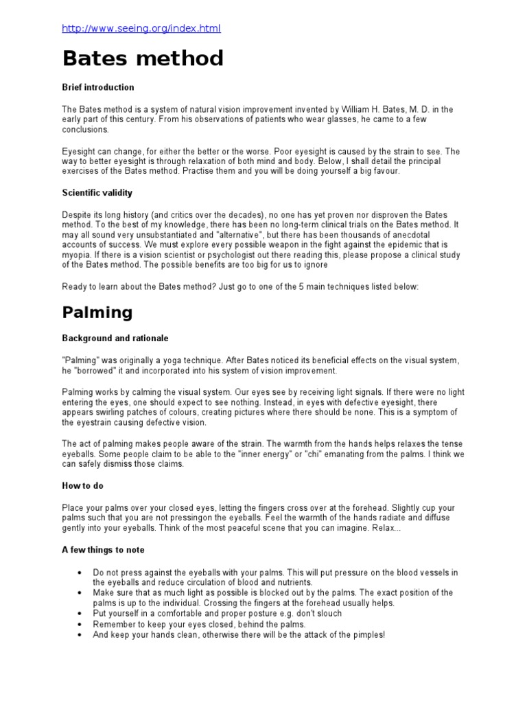 Bates Method PDF Mental Image Visual Perception