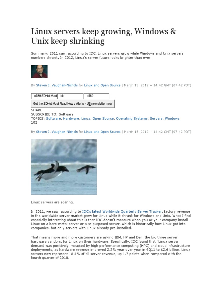 Linux Servers Keep Growing PDF Linux Cloud Computing