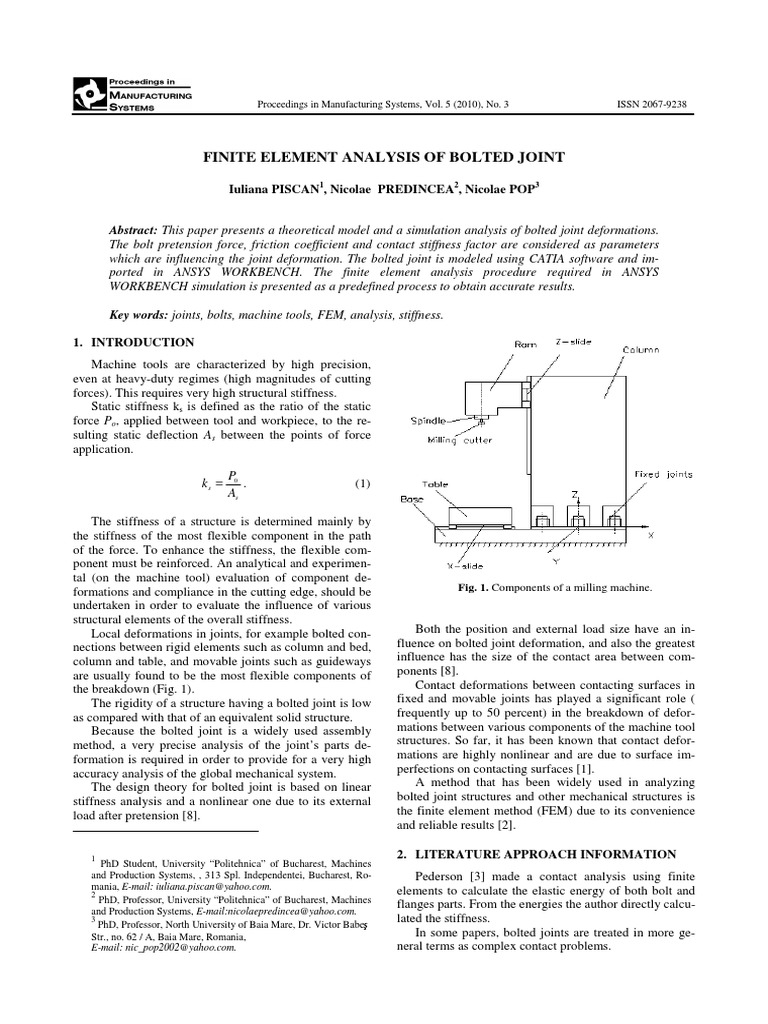 Finite Element Analysis of Bolted Joint | PDF