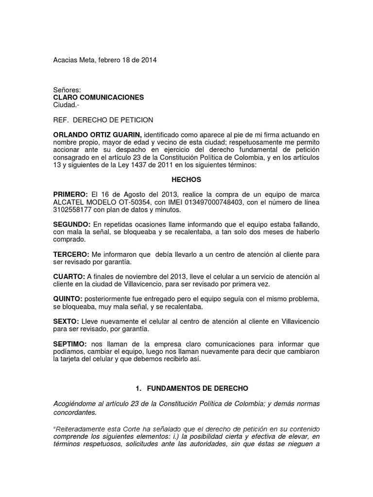 Derecho Peticion Claro Pdf Caso De Ley Informacion Del Gobierno