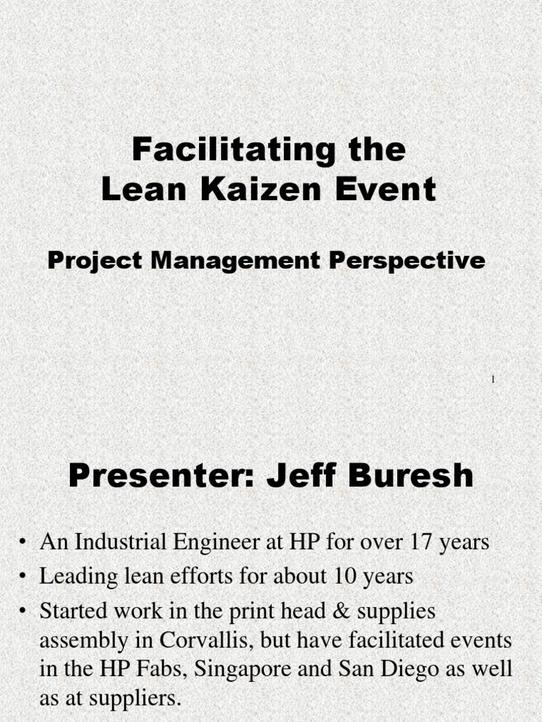 Lean Kaizen Event Project Management Perspective Lean Manufacturing