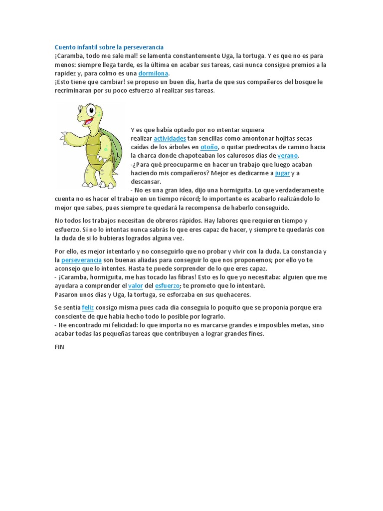 Cuento Infantil Sobre La Perseverancia | PDF