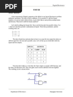 Unit Iii Half Adder: Digital Electronics