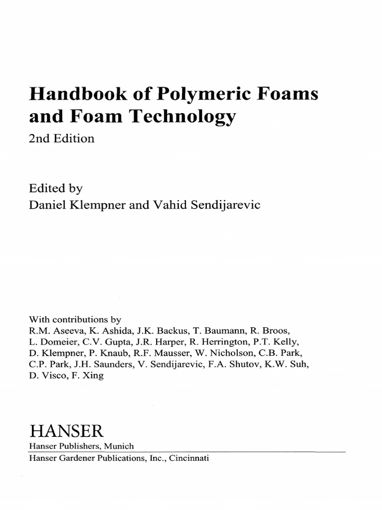 Handbook of Polymeric Foams and Foam Technology Hanser PDF